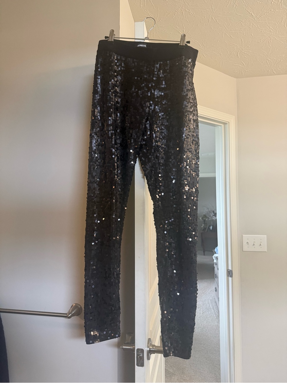 Express Black Sequin Leggings